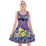 vibrant abstract floral/rainbow color Reversible Velvet Sleeveless Dress