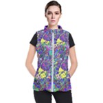 vibrant abstract floral/rainbow color Women s Puffer Vest