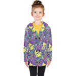 vibrant abstract floral/rainbow color Kids  Double Breasted Button Coat