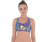 vibrant abstract floral/rainbow color Cross String Back Sports Bra