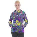 vibrant abstract floral/rainbow color Women s Hooded Pullover