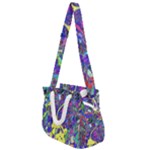 vibrant abstract floral/rainbow color Rope Handles Shoulder Strap Bag
