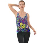 vibrant abstract floral/rainbow color Chiffon Cami