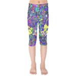 vibrant abstract floral/rainbow color Kids  Capri Leggings 