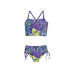 vibrant abstract floral/rainbow color Girls  Tankini Swimsuit