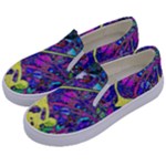 vibrant abstract floral/rainbow color Kids  Canvas Slip Ons