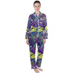vibrant abstract floral/rainbow color Satin Long Sleeve Pajamas Set