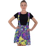 vibrant abstract floral/rainbow color Velvet Suspender Skater Skirt