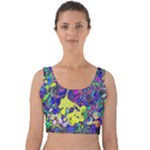 vibrant abstract floral/rainbow color Velvet Crop Top