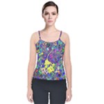 vibrant abstract floral/rainbow color Velvet Spaghetti Strap Top