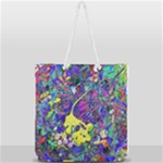 vibrant abstract floral/rainbow color Full Print Rope Handle Tote (Large)