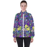 vibrant abstract floral/rainbow color Women s High Neck Windbreaker