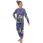vibrant abstract floral/rainbow color Kids  Long Sleeve Set 