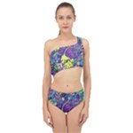 vibrant abstract floral/rainbow color Spliced Up Two Piece Swimsuit