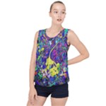vibrant abstract floral/rainbow color Bubble Hem Chiffon Tank Top
