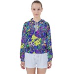 vibrant abstract floral/rainbow color Women s Tie Up Sweat