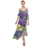 vibrant abstract floral/rainbow color Maxi Chiffon Cover Up Dress
