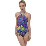 vibrant abstract floral/rainbow color Go with the Flow One Piece Swimsuit
