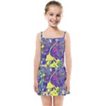 vibrant abstract floral/rainbow color Kids  Summer Sun Dress