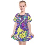 vibrant abstract floral/rainbow color Kids  Smock Dress