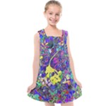 vibrant abstract floral/rainbow color Kids  Cross Back Dress