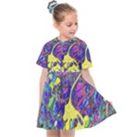 vibrant abstract floral/rainbow color Kids  Sailor Dress