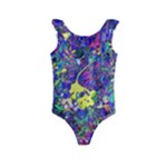 vibrant abstract floral/rainbow color Kids  Frill Swimsuit