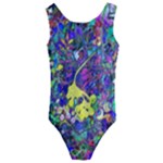 vibrant abstract floral/rainbow color Kids  Cut-Out Back One Piece Swimsuit