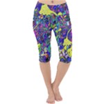vibrant abstract floral/rainbow color Lightweight Velour Cropped Yoga Leggings