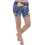 vibrant abstract floral/rainbow color Lightweight Velour Yoga Shorts