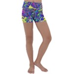 vibrant abstract floral/rainbow color Kids  Lightweight Velour Yoga Shorts