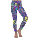 vibrant abstract floral/rainbow color Kids  Lightweight Velour Classic Yoga Leggings