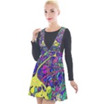vibrant abstract floral/rainbow color Plunge Pinafore Velour Dress