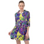 vibrant abstract floral/rainbow color Mini Skater Shirt Dress