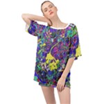 vibrant abstract floral/rainbow color Oversized Chiffon Top