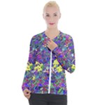 vibrant abstract floral/rainbow color Casual Zip Up Jacket