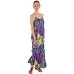 vibrant abstract floral/rainbow color Cami Maxi Ruffle Chiffon Dress