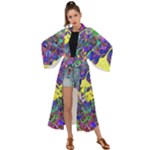 vibrant abstract floral/rainbow color Maxi Kimono