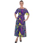 vibrant abstract floral/rainbow color Shoulder Straps Boho Maxi Dress 