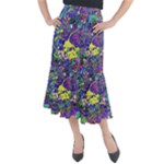vibrant abstract floral/rainbow color Midi Mermaid Skirt