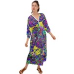 vibrant abstract floral/rainbow color Grecian Style  Maxi Dress