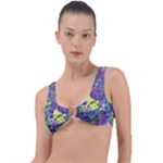 vibrant abstract floral/rainbow color Ring Detail Bikini Top