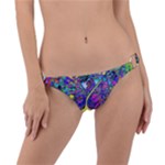 vibrant abstract floral/rainbow color Ring Detail Bikini Bottom