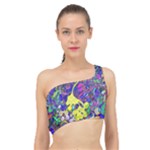 vibrant abstract floral/rainbow color Spliced Up Bikini Top 