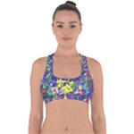 vibrant abstract floral/rainbow color Cross Back Hipster Bikini Top 