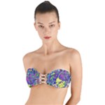 vibrant abstract floral/rainbow color Twist Bandeau Bikini Top