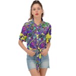 vibrant abstract floral/rainbow color Tie Front Shirt 