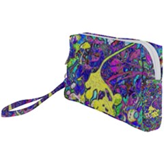 vibrant abstract floral/rainbow color Wristlet Pouch Bag (Small) from ArtsNow.com