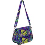 vibrant abstract floral/rainbow color Saddle Handbag