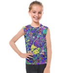 vibrant abstract floral/rainbow color Kids  Mesh Tank Top